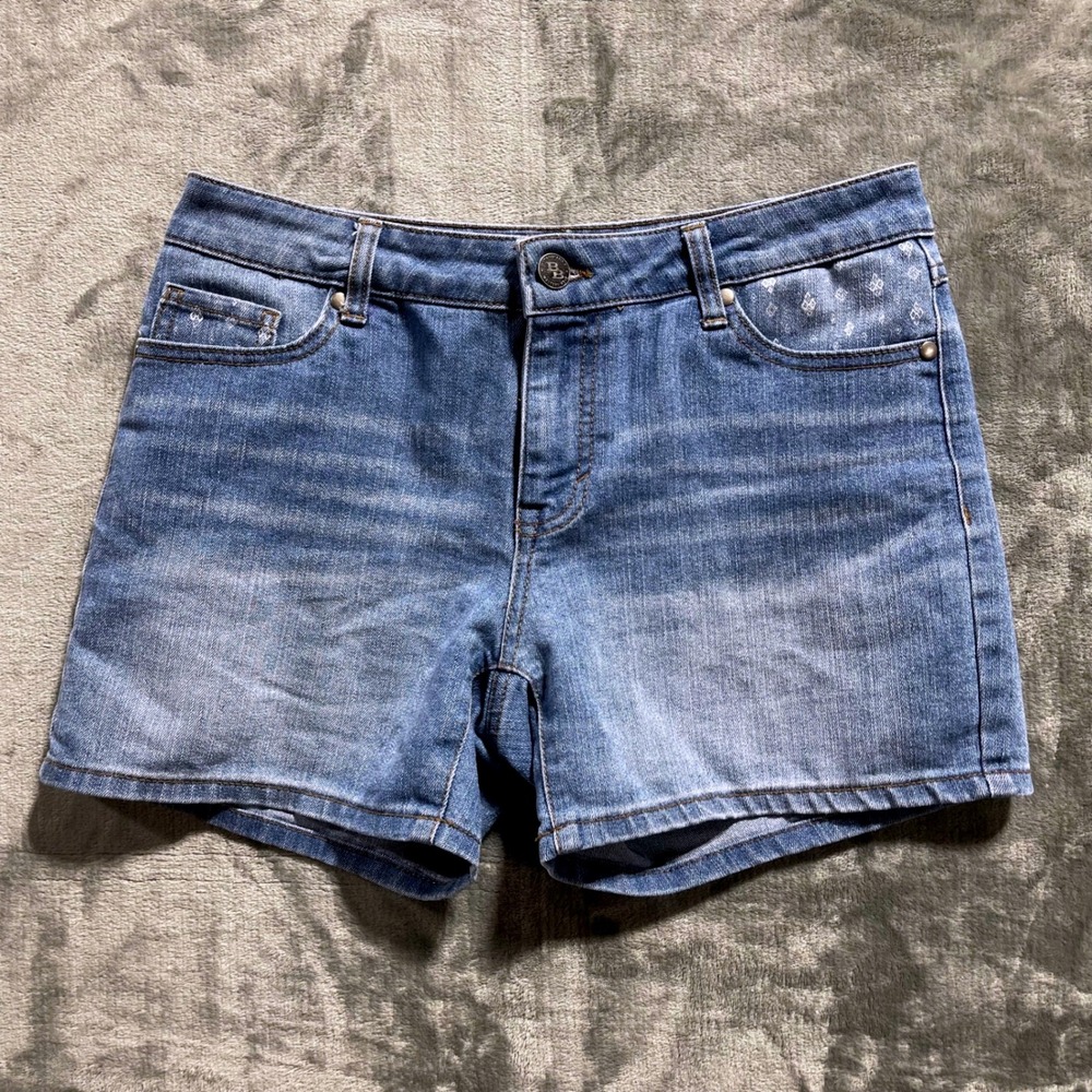 Bit &‎ Bridle Womens Denim Shorts Size 6 Blue Patterned Pocket Casual